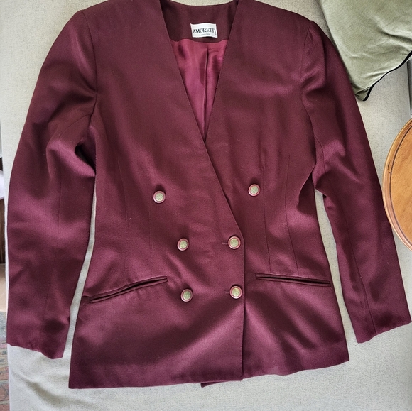 Vintage Canadian Made Amoretti Burgundy Blazer size 7 - Picture 1 of 7